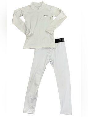 EUC Kids White Thermal Base Layer Set Active Sports Winter Warm Underlayer